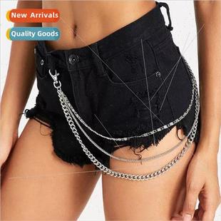 shorts waist unisex sexy metal women bikini men Europe chain