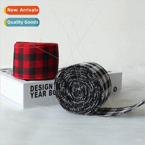 Christmas burlap ribbon accessories diy black whe plaid ribb