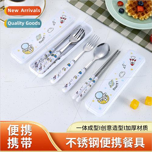Cartoon Spaceman Stainless Steel Portable Cutlery Chopsticks