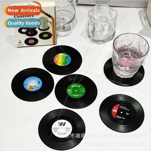 machine record coasters Round vinyl silicone vintage slip