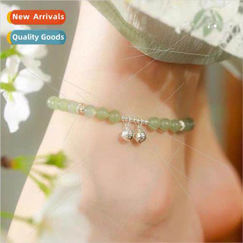 Bell anklet will ring summer fresh small green beads whening