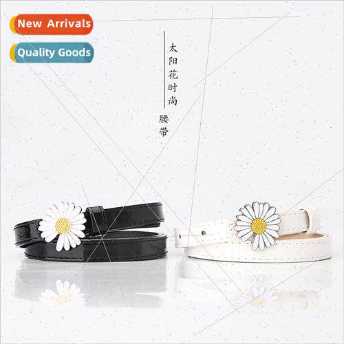 Women small daisy fashion patent leather belt Korean casual