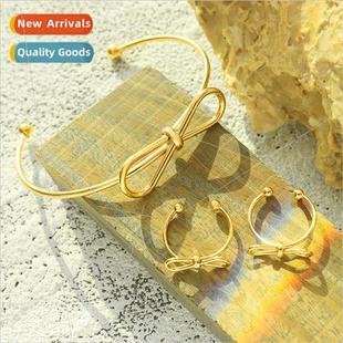 simple bow jewelry rustic jew bracelet sweet ring Korea open