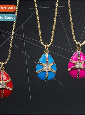 Europe ins fashion copper micro-set zirconia oil drop pendan