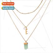 layered necklace multi blue letter layer Europe fashion