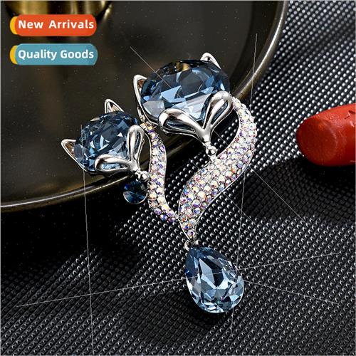 Hundreds luxury pins to elegant Austrian crystal fox brooch