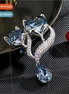 Hundreds luxury pins to elegant Austrian crystal fox brooch