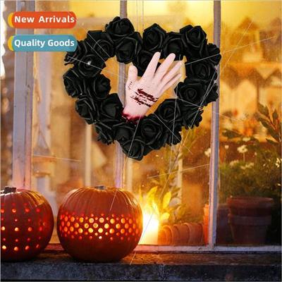 Halloween bloody hands rattan wreath wreath horror party dec