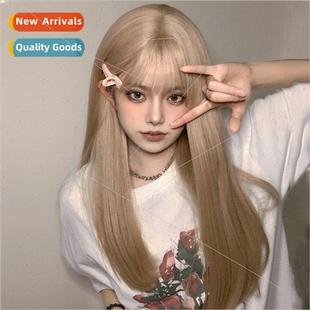 face long full hair beige repair bangs air female Wig