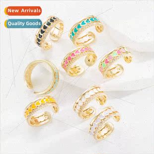 Europe ring ins Copper plated real gold zirconia love ring f