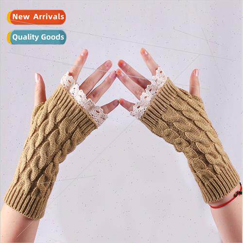 Woolen Gloves Pretty Lace Lace Sleevelet Wrist Wristlet Wint