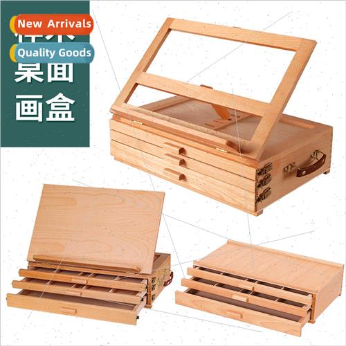 Wooden Easel 3-Layer Pencil Storage Box Paintbrush Crayon Pa