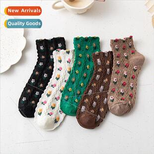 Mori system retro flower socks female short socks thin sprin
