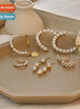 925 silver Baroque Pearl Earrings Europe che Irregular Vinta