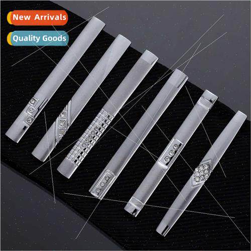 Men mal silver diamond tie clip fashion simple business sand