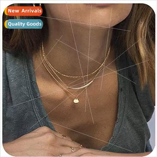 Europe multi-layer metal copper tube plating sequin necklace