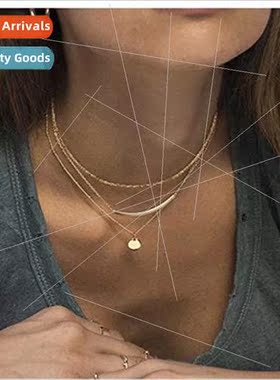 Europe multi-layer metal copper tube plating sequin necklace