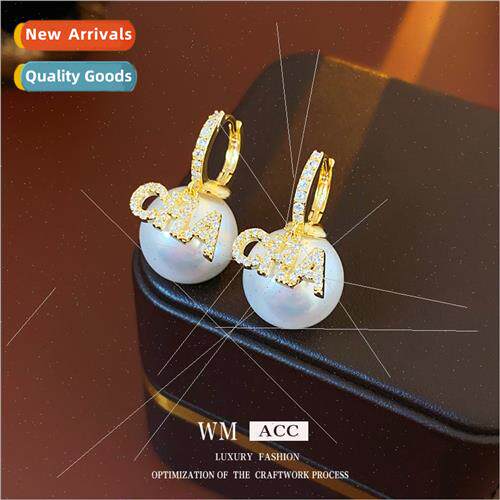zirconia letters pearl earrings earrings fall winter female