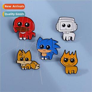 Cartoon decorative badges niche design cute fox puppy shape