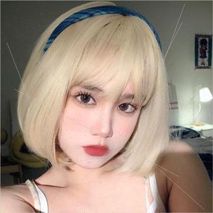 Girl group wind whening wig head cover air bangs short bob b
