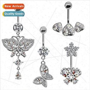 Belly Button Ring Europe Small Zirconia Heart Flow Butterfly