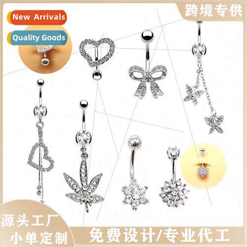 Europe love belly button ring bow pendant  maple leaf navel