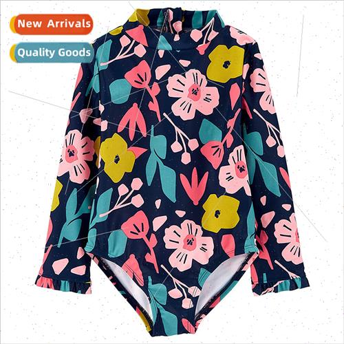 2023 childrens swimsu Europe girls long-sleeved one-piece sw