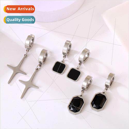2022 Europe new no ear hole retro stainless steel cross ear