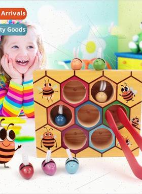 Wooden clip bee game children early childhood education puzz