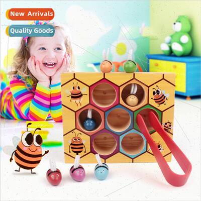 Wooden clip bee game children early childhood education puzz