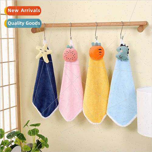 Cute Animal Coral Velvet Drool Towel Towel Hanging Hemp Lace