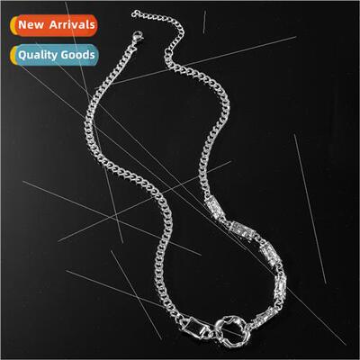Europe Irregular Black Gemstone Titanium Steel Circle Splici