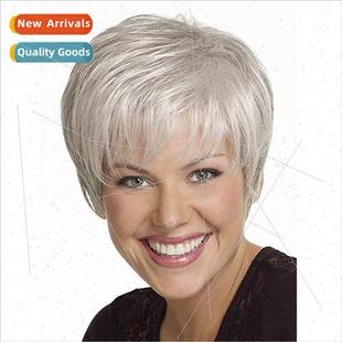 hair female curly wig fluffy short aged Europe middle