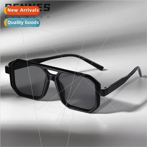 new Europe sunglasses ins double beam large frame sunglasses
