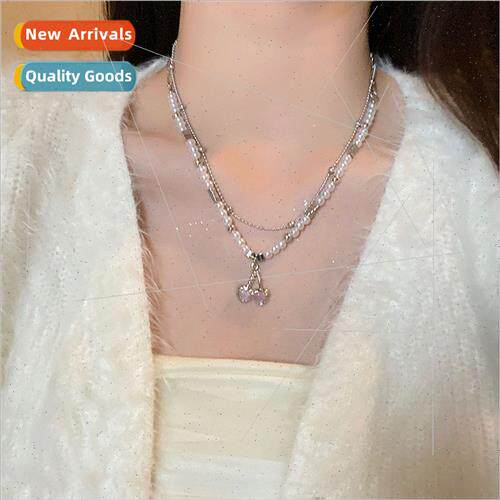 Pearl cherry necklace female ins tide niche premium sweet co