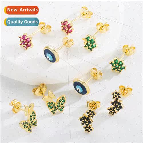 Ins cold wind hollow flowers butterfly earrings earrings cop