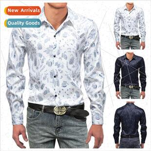 Business Men Long Sleeve Shirt Men Draped Loose Long Sleeve