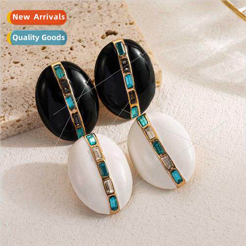 Europe summer new ins earrings diamond black whe earrings fe