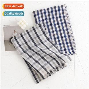 cotton linen long new hometo fashion scarf Japanese plaid