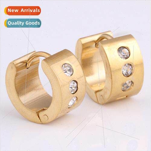 Europe ins tanium steel fashion gold 7MM inlaid diamond coup
