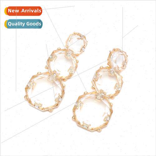 ZA simple versatile long transparent resin earrings in niche