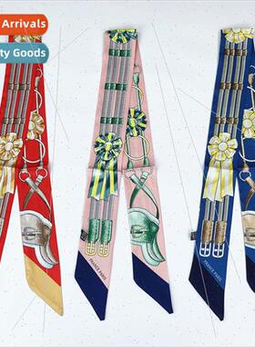 2022 new small silk scarf hair bfemale spring autumn thin ti