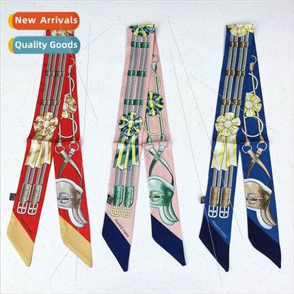 2022 new small silk scarf hair bfemale spring autumn thin ti