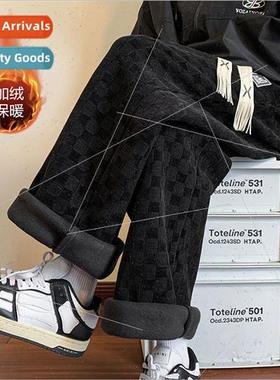 checkerboard sweatpants men fall winter drape tide leisure p
