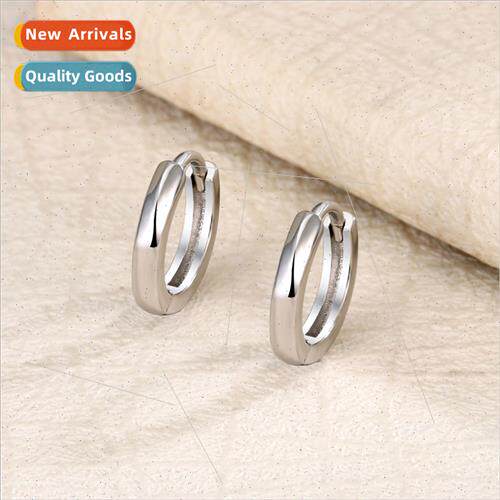 S925 silver needle plain circle earrings female Korea small