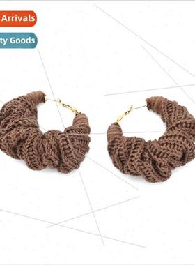 Fashion fall winter  fashion hand-woven woolen hoop earrings