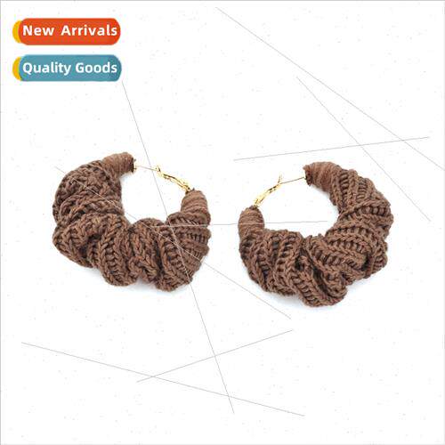 Fashion fall winter  fashion hand-woven woolen hoop earrings