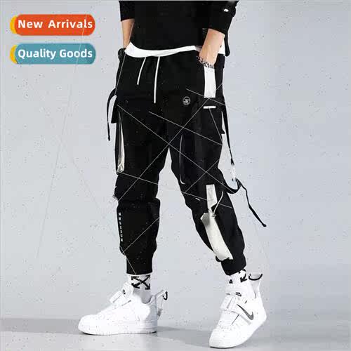 New ins work pants men splicing drawstring drawstring leggin