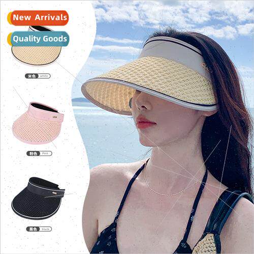 straw hollow top large brim face sun hat summer cycling outd