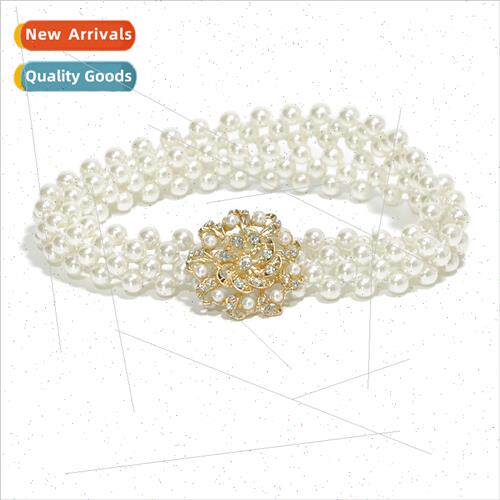 Summer new ladies elastic pearl waist chain fashion sweet dr